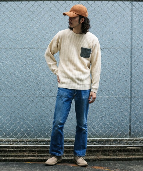 HARRIS TWEED(ハリスツイード)の「ハリスツイードポケット付き畦編みプルオーバー(ニット/セーター・メンズ・ブラウン/ネイビー/オフホワイト/グレー・MEDIUM/LARGE)」の17枚目の写真