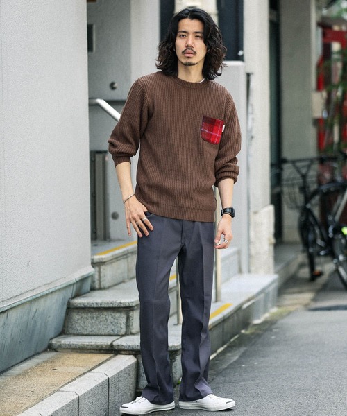 HARRIS TWEED(ハリスツイード)の「ハリスツイードポケット付き畦編みプルオーバー(ニット/セーター・メンズ・ブラウン/ネイビー/オフホワイト/グレー・MEDIUM/LARGE)」の18枚目の写真