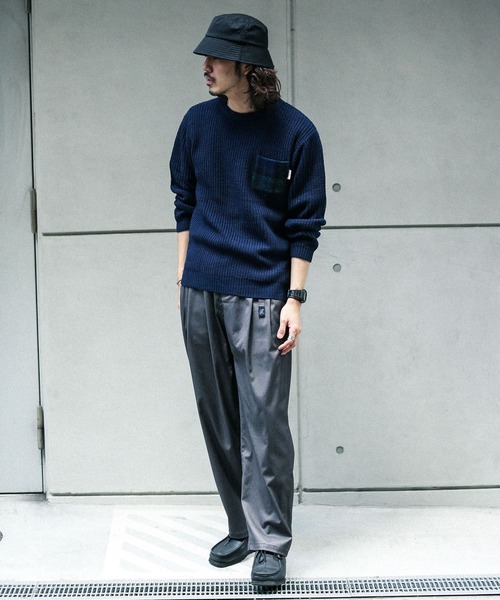 HARRIS TWEED(ハリスツイード)の「ハリスツイードポケット付き畦編みプルオーバー(ニット/セーター・メンズ・ブラウン/ネイビー/オフホワイト/グレー・MEDIUM/LARGE)」の12枚目の写真