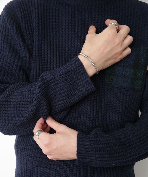 HARRIS TWEED(ハリスツイード)の「ハリスツイードポケット付き畦編みプルオーバー(ニット/セーター・メンズ・ブラウン/ネイビー/オフホワイト/グレー・MEDIUM/LARGE)」の16枚目の写真
