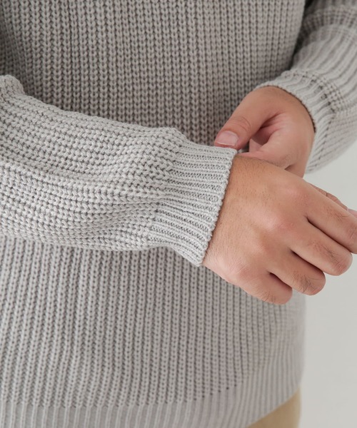 HARRIS TWEED(ハリスツイード)の「ハリスツイードポケット付き畦編みプルオーバー(ニット/セーター・メンズ・ブラウン/ネイビー/オフホワイト/グレー・MEDIUM/LARGE)」の7枚目の写真