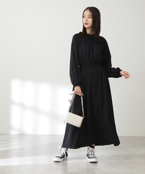 N.(N. Natural Beauty Basic)(エヌエヌナチュラルビューティーベーシック)の「【S Size Line】シャーリングドレープ長袖ワンピース(ワンピース・レディース・ブラック/ピンク/ブルー/グリーン・SMALL/MEDIUM)」の13枚目の写真