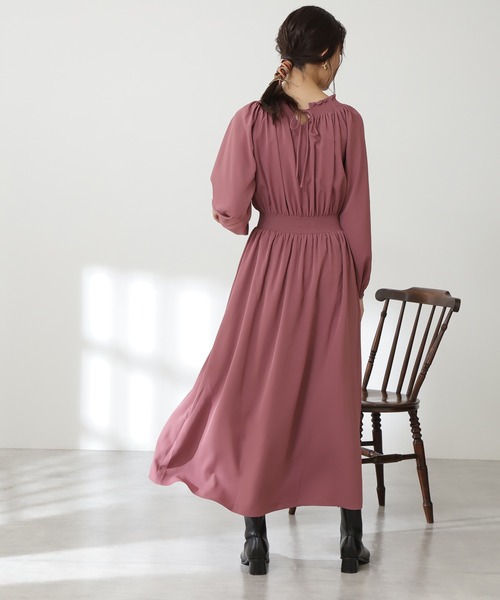 N.(N. Natural Beauty Basic)(エヌエヌナチュラルビューティーベーシック)の「【S Size Line】シャーリングドレープ長袖ワンピース(ワンピース・レディース・ブラック/ピンク/ブルー/グリーン・SMALL/MEDIUM)」の14枚目の写真