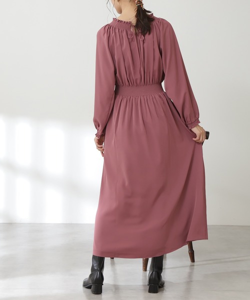 N.(N. Natural Beauty Basic)(エヌエヌナチュラルビューティーベーシック)の「【S Size Line】シャーリングドレープ長袖ワンピース(ワンピース・レディース・ブラック/ピンク/ブルー/グリーン・SMALL/MEDIUM)」の16枚目の写真