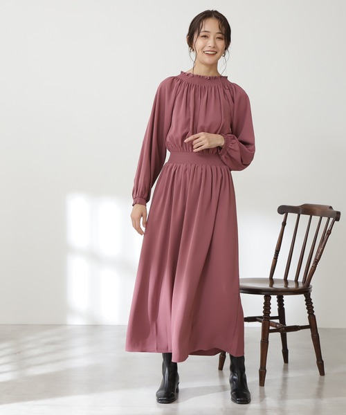 N.(N. Natural Beauty Basic)(エヌエヌナチュラルビューティーベーシック)の「【S Size Line】シャーリングドレープ長袖ワンピース(ワンピース・レディース・ブラック/ピンク/ブルー/グリーン・SMALL/MEDIUM)」の18枚目の写真