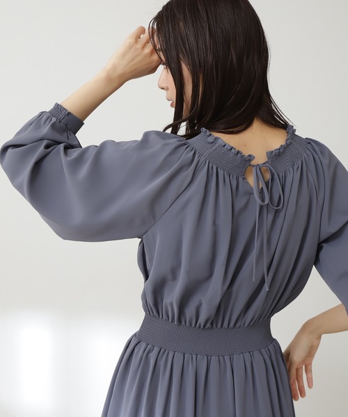 N.(N. Natural Beauty Basic)(エヌエヌナチュラルビューティーベーシック)の「【S Size Line】シャーリングドレープ長袖ワンピース(ワンピース・レディース・ブラック/ピンク/ブルー/グリーン・SMALL/MEDIUM)」の9枚目の写真