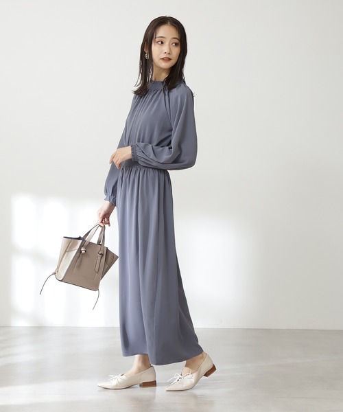 N.(N. Natural Beauty Basic)(エヌエヌナチュラルビューティーベーシック)の「【S Size Line】シャーリングドレープ長袖ワンピース(ワンピース・レディース・ブラック/ピンク/ブルー/グリーン・SMALL/MEDIUM)」の7枚目の写真