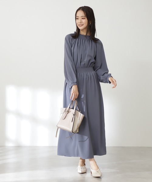 N.(N. Natural Beauty Basic)(エヌエヌナチュラルビューティーベーシック)の「【S Size Line】シャーリングドレープ長袖ワンピース(ワンピース・レディース・ブラック/ピンク/ブルー/グリーン・SMALL/MEDIUM)」の10枚目の写真