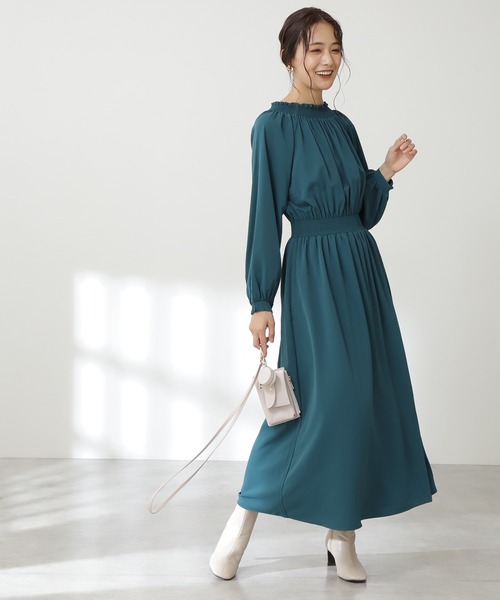 N.(N. Natural Beauty Basic)(エヌエヌナチュラルビューティーベーシック)の「【S Size Line】シャーリングドレープ長袖ワンピース(ワンピース・レディース・ブラック/ピンク/ブルー/グリーン・SMALL/MEDIUM)」の15枚目の写真