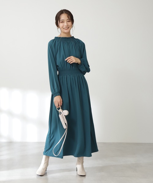 N.(N. Natural Beauty Basic)(エヌエヌナチュラルビューティーベーシック)の「【S Size Line】シャーリングドレープ長袖ワンピース(ワンピース・レディース・ブラック/ピンク/ブルー/グリーン・SMALL/MEDIUM)」の11枚目の写真