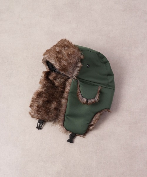 Ree&Mee（リーアンドミー）の「Ree＆Mee はっ水加工 2WAY エコファー パイロット キャップ CAP 防寒  ハット 男女兼用（キャップ・メンズ・ブラック/グレー/カーキ/ネイビー/ライトグレー/グリーン系カモフラージュ/オリーブ・FREE）」の4枚目の写真