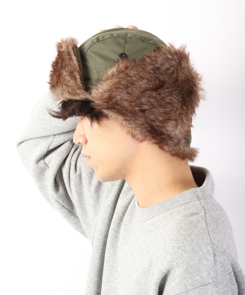 Ree&Mee（リーアンドミー）の「Ree＆Mee はっ水加工 2WAY エコファー パイロット キャップ CAP 防寒  ハット 男女兼用（キャップ・メンズ・ブラック/グレー/カーキ/ネイビー/ライトグレー/グリーン系カモフラージュ/オリーブ・FREE）」の15枚目の写真