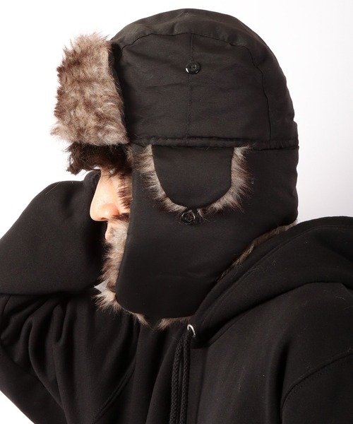 Ree&Mee（リーアンドミー）の「Ree＆Mee はっ水加工 2WAY エコファー パイロット キャップ CAP 防寒  ハット 男女兼用（キャップ・メンズ・ブラック/グレー/カーキ/ネイビー/ライトグレー/グリーン系カモフラージュ/オリーブ・FREE）」の11枚目の写真