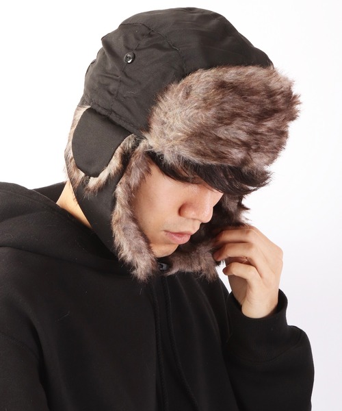 Ree&Mee（リーアンドミー）の「Ree＆Mee はっ水加工 2WAY エコファー パイロット キャップ CAP 防寒  ハット 男女兼用（キャップ・メンズ・ブラック/グレー/カーキ/ネイビー/ライトグレー/グリーン系カモフラージュ/オリーブ・FREE）」の10枚目の写真