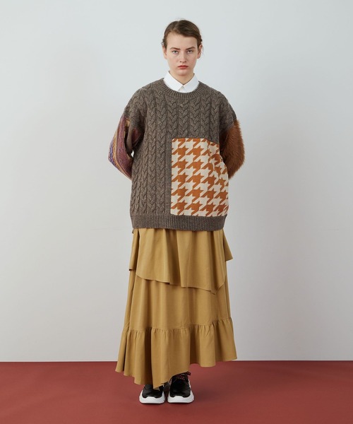 FRAPBOIS（フラボア）の「ミクスドニット（ニット/セーター・レディース・ネイビー/ブラウン・1/2）」の21枚目の写真