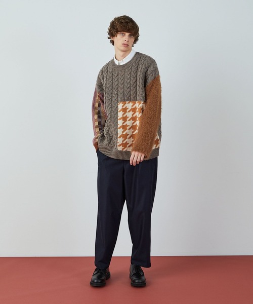 FRAPBOIS（フラボア）の「ミクスドニット（ニット/セーター・レディース・ネイビー/ブラウン・1/2）」の5枚目の写真