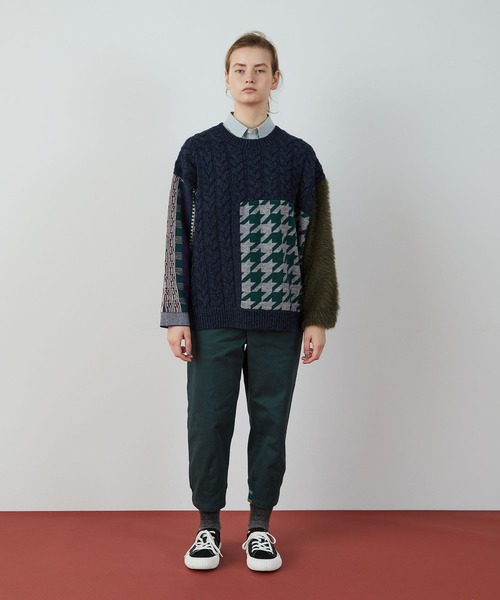 FRAPBOIS（フラボア）の「ミクスドニット（ニット/セーター・レディース・ネイビー/ブラウン・1/2）」の22枚目の写真