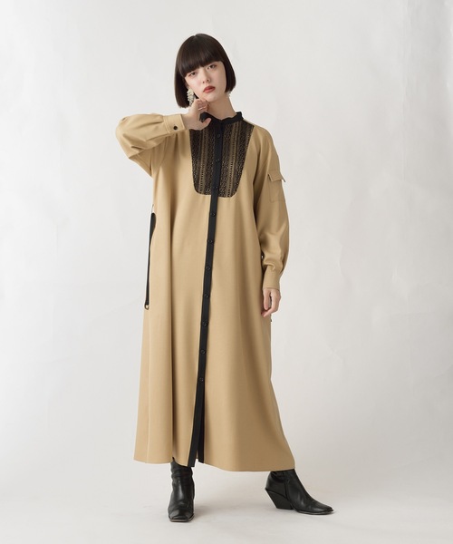 La SRIC（ラスリック）の「La SRIC / レースヨークOP（ワンピース・レディース・グレー/キャメル・38）」の16枚目の写真