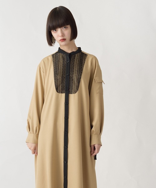 La SRIC（ラスリック）の「La SRIC / レースヨークOP（ワンピース・レディース・グレー/キャメル・38）」の18枚目の写真