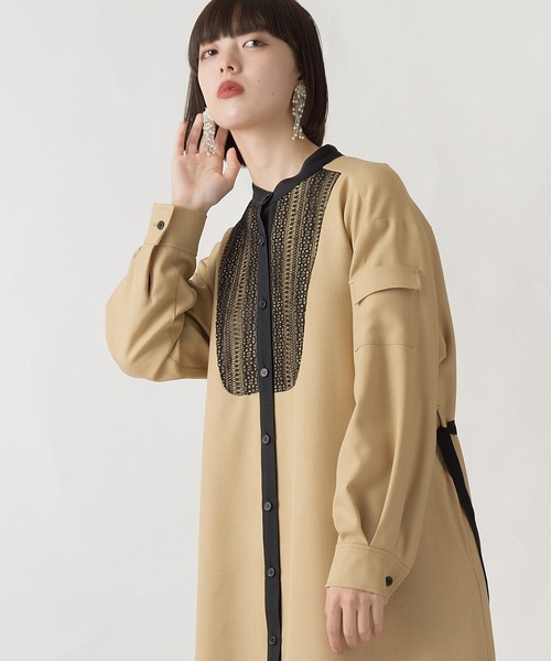 La SRIC（ラスリック）の「La SRIC / レースヨークOP（ワンピース・レディース・グレー/キャメル・38）」の15枚目の写真