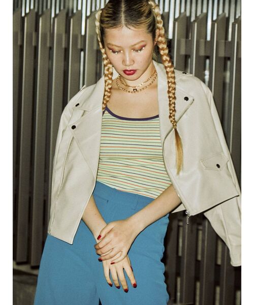 jouetie（ジュエティ）の「タックスリーブライダース（ライダースジャケット・レディース・アイボリー/ブラック/ブラウン/グリーン・MEDIUM）」の2枚目の写真