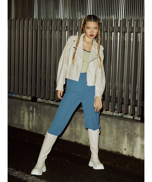 jouetie（ジュエティ）の「タックスリーブライダース（ライダースジャケット・レディース・アイボリー/ブラック/ブラウン/グリーン・MEDIUM）」の8枚目の写真