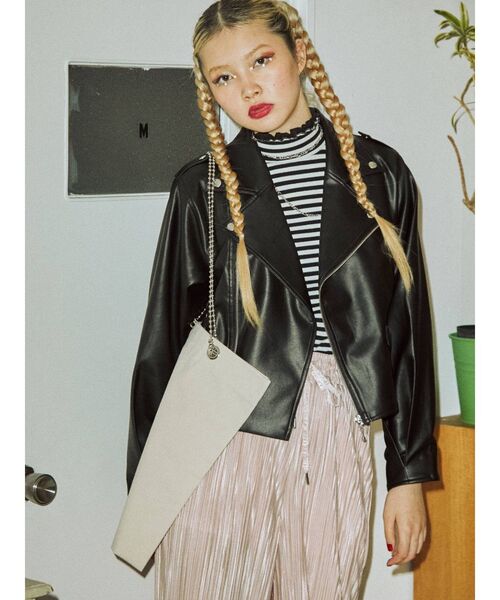 jouetie（ジュエティ）の「タックスリーブライダース（ライダースジャケット・レディース・アイボリー/ブラック/ブラウン/グリーン・MEDIUM）」の10枚目の写真