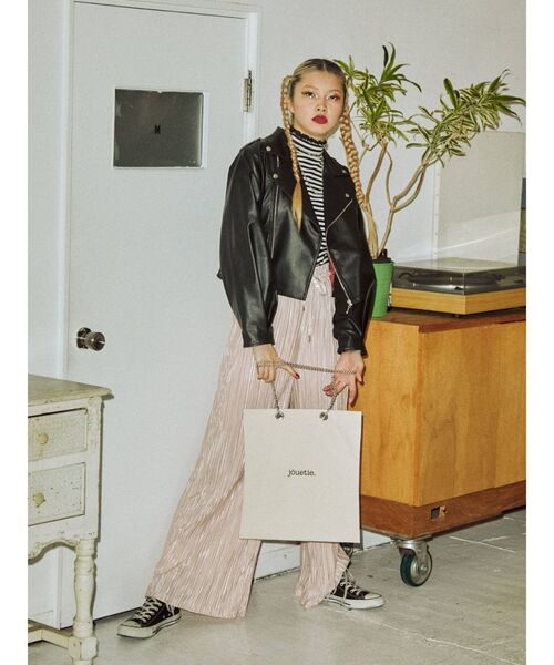 jouetie（ジュエティ）の「タックスリーブライダース（ライダースジャケット・レディース・アイボリー/ブラック/ブラウン/グリーン・MEDIUM）」の12枚目の写真