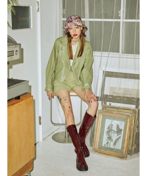 jouetie（ジュエティ）の「タックスリーブライダース（ライダースジャケット・レディース・アイボリー/ブラック/ブラウン/グリーン・MEDIUM）」の17枚目の写真