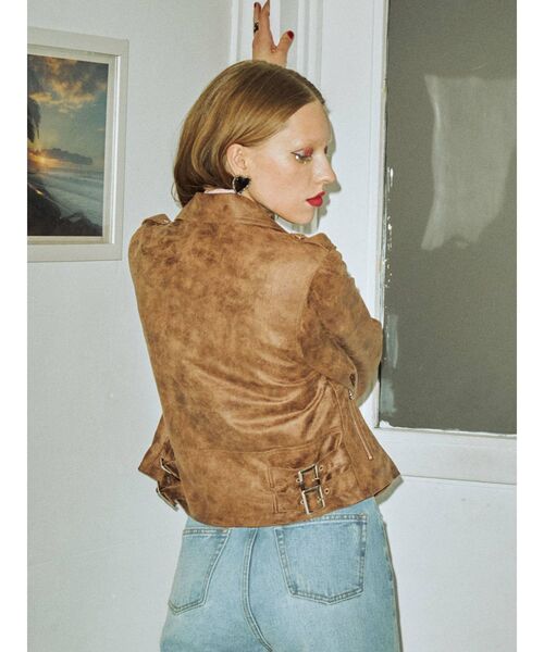 jouetie（ジュエティ）の「タックスリーブライダース（ライダースジャケット・レディース・アイボリー/ブラック/ブラウン/グリーン・MEDIUM）」の20枚目の写真