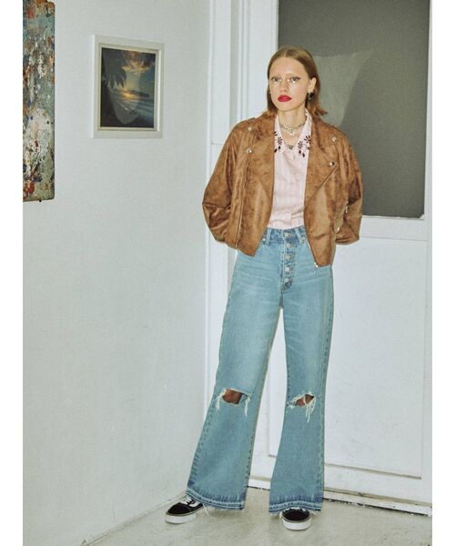 jouetie（ジュエティ）の「タックスリーブライダース（ライダースジャケット・レディース・アイボリー/ブラック/ブラウン/グリーン・MEDIUM）」の21枚目の写真