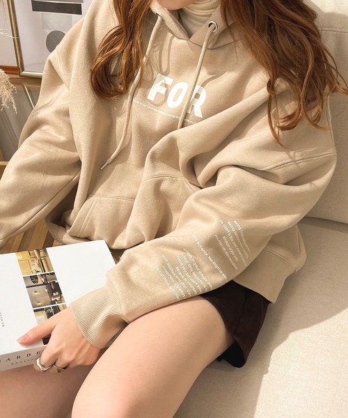 apres jour clair（アプレジュールクレア）の「【apres jour clair】アソートロゴフーディ（パーカー・レディース・アイボリー/ベージュ/ナチュラル/グリーン・フリー/X-LARGE）」の18枚目の写真