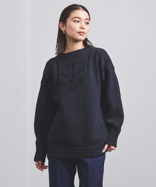 UNITED ARROWS（ユナイテッドアローズ）の「＜UNITED ARROWS＞C/PE アンカーモチーフ ニット G（ニット/セーター・レディース・ネイビー/オフホワイト・FREE）」の2枚目の写真