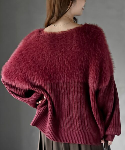 rps(アールピーエス)の「編地切替シャギーニットプルオーバー(ニット/セーター・レディース・チャコールグレー/アイボリー/マスタード/グレイッシュベージュ/ダークグリーン/グレー/ライトグレー/ボルドー・M/フリー)」の20枚目の写真