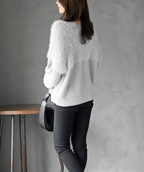 rps(アールピーエス)の「編地切替シャギーニットプルオーバー(ニット/セーター・レディース・チャコールグレー/アイボリー/マスタード/グレイッシュベージュ/ダークグリーン/グレー/ライトグレー/ボルドー・M/フリー)」の16枚目の写真