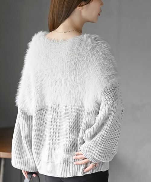 rps(アールピーエス)の「編地切替シャギーニットプルオーバー(ニット/セーター・レディース・チャコールグレー/アイボリー/マスタード/グレイッシュベージュ/ダークグリーン/グレー/ライトグレー/ボルドー・M/フリー)」の12枚目の写真