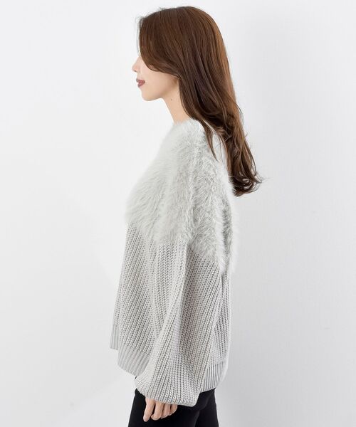 rps(アールピーエス)の「編地切替シャギーニットプルオーバー(ニット/セーター・レディース・チャコールグレー/アイボリー/マスタード/グレイッシュベージュ/ダークグリーン/グレー/ライトグレー/ボルドー・M/フリー)」の10枚目の写真