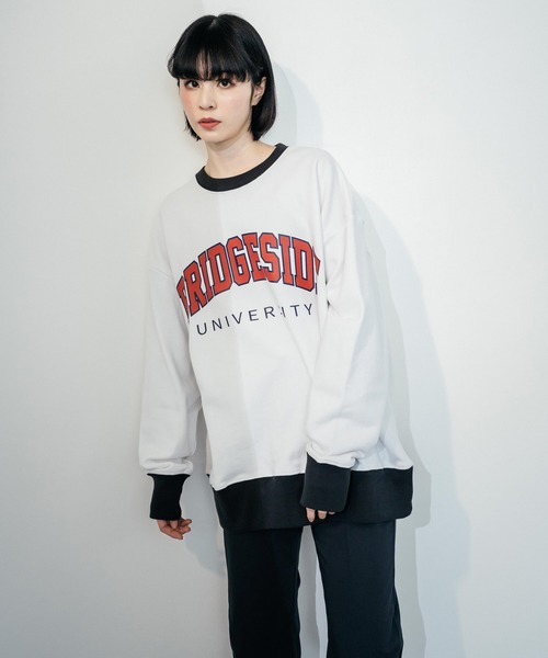 Ressaca(レサーカ)の「カレッジロゴプリントクルーネックスウェット プルオーバートレーナー オーバーサイズ(スウェット・メンズ・ホワイト/アッシュグレー/ブラック/グリーン・M/L)」の16枚目の写真