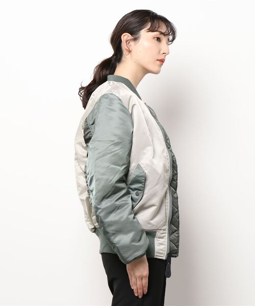 N.（N. Natural Beauty Basic）（エヌエヌナチュラルビューティーベーシック）の「【ALPHA】MA-1　カラーブロッキングジャケット（MA-1・レディース・カーキ・SMALL）」の3枚目の写真