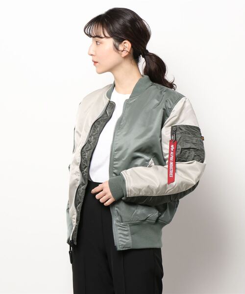 N.（N. Natural Beauty Basic）（エヌエヌナチュラルビューティーベーシック）の「【ALPHA】MA-1　カラーブロッキングジャケット（MA-1・レディース・カーキ・SMALL）」の5枚目の写真