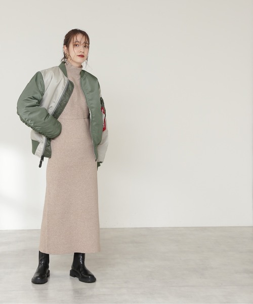 N.（N. Natural Beauty Basic）（エヌエヌナチュラルビューティーベーシック）の「【ALPHA】MA-1　カラーブロッキングジャケット（MA-1・レディース・カーキ・SMALL）」の8枚目の写真