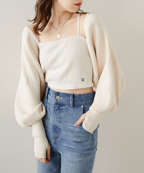 Chico（チコ）の「【WEB限定サイズあり】ショート丈パット付きバッククロスベアキャミ（キャミソール・レディース・アイボリー/ブラック/グレー/ピンク・FREE/X-SMALL）」の6枚目の写真