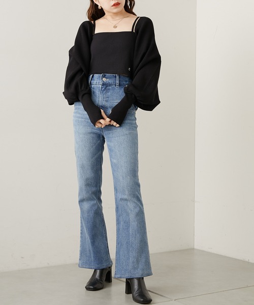 Chico（チコ）の「【WEB限定サイズあり】ショート丈パット付きバッククロスベアキャミ（キャミソール・レディース・アイボリー/ブラック/グレー/ピンク・FREE/X-SMALL）」の9枚目の写真