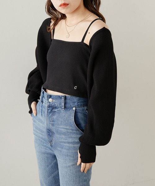 Chico（チコ）の「【WEB限定サイズあり】ショート丈パット付きバッククロスベアキャミ（キャミソール・レディース・アイボリー/ブラック/グレー/ピンク・FREE/X-SMALL）」の21枚目の写真