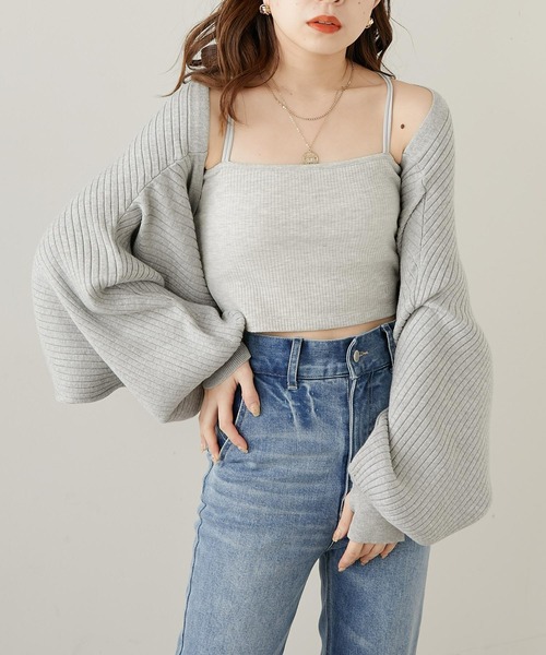 Chico（チコ）の「【WEB限定サイズあり】ショート丈パット付きバッククロスベアキャミ（キャミソール・レディース・アイボリー/ブラック/グレー/ピンク・FREE/X-SMALL）」の7枚目の写真