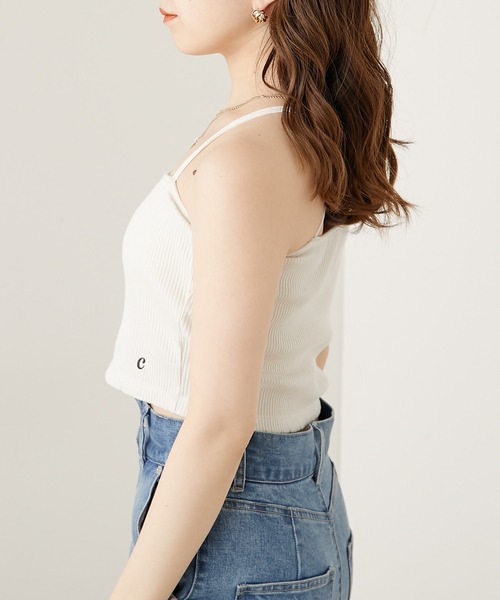 Chico（チコ）の「【WEB限定サイズあり】ショート丈パット付きバッククロスベアキャミ（キャミソール・レディース・アイボリー/ブラック/グレー/ピンク・FREE/X-SMALL）」の14枚目の写真