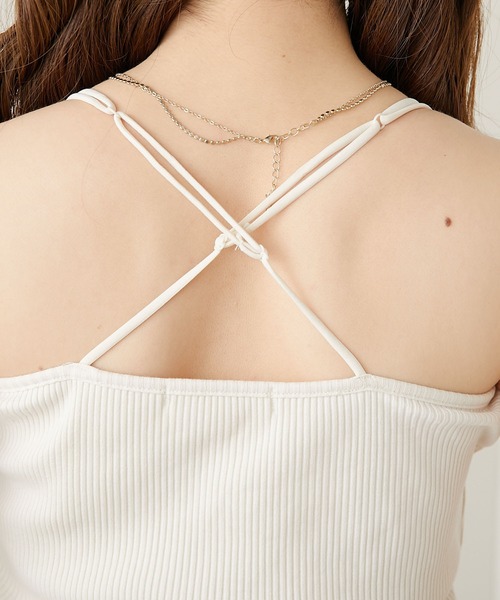 Chico（チコ）の「【WEB限定サイズあり】ショート丈パット付きバッククロスベアキャミ（キャミソール・レディース・アイボリー/ブラック/グレー/ピンク・FREE/X-SMALL）」の12枚目の写真