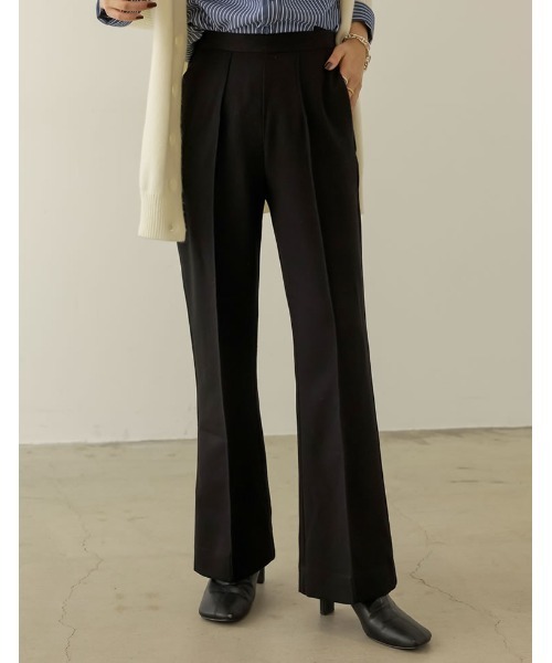 Re:EDIT（リエディ）の「[低身長/高身長サイズ有]リサイクルストレッチセミフレアスラックス（スラックス・レディース・グリーン/ブラック/ブラウン・MEDIUM/SMALL/BSS/AS/BM/LARGE）」の2枚目の写真