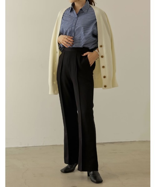 Re:EDIT（リエディ）の「[低身長/高身長サイズ有]リサイクルストレッチセミフレアスラックス（スラックス・レディース・グリーン/ブラック/ブラウン・MEDIUM/SMALL/BSS/AS/BM/LARGE）」の18枚目の写真