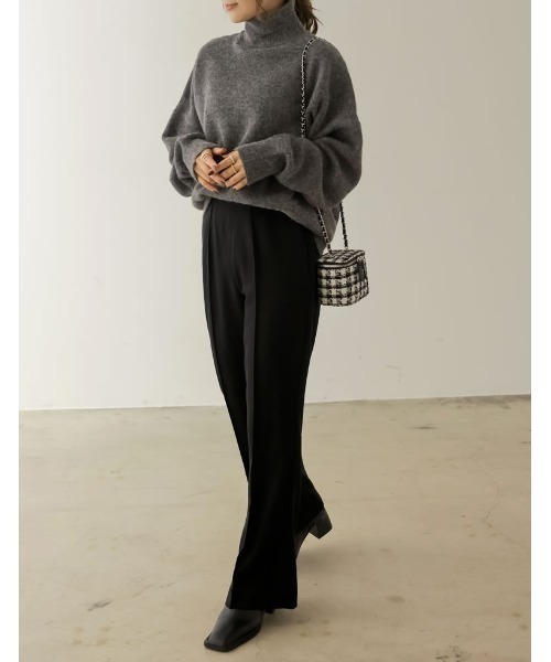 Re:EDIT（リエディ）の「[低身長/高身長サイズ有]リサイクルストレッチセミフレアスラックス（スラックス・レディース・グリーン/ブラック/ブラウン・MEDIUM/SMALL/BSS/AS/BM/LARGE）」の17枚目の写真